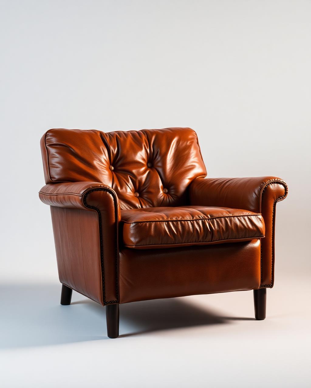 Poltrona in pelle cognac — rivestimento integrale