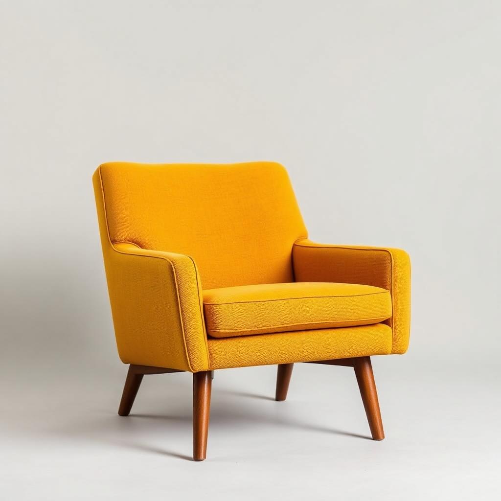 Poltrona mid-century in lana mostarda