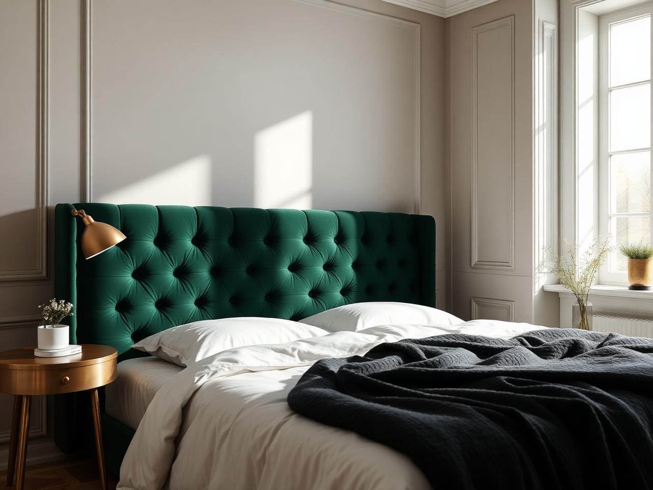Testiera capitonné in velluto verde